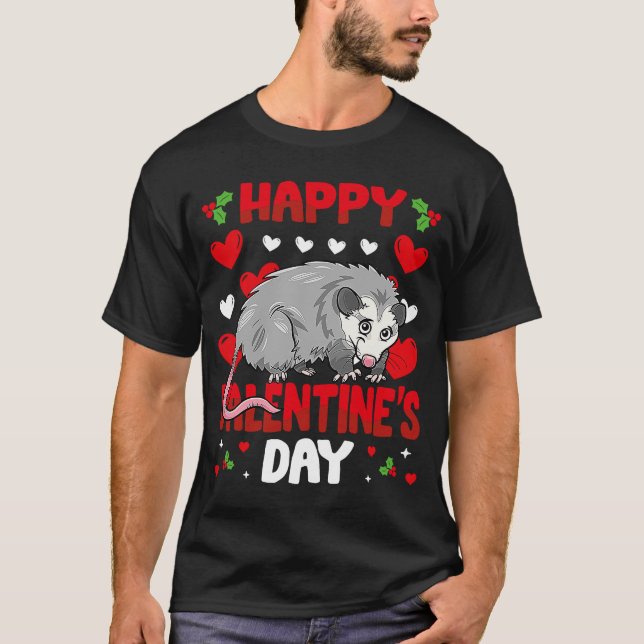 Alla hjärtans dag Possum Heart Kärlek Animal T Shirt (Framsida)