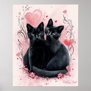 Alla hjärtans dag Poster Svarta katter - Heartfilt