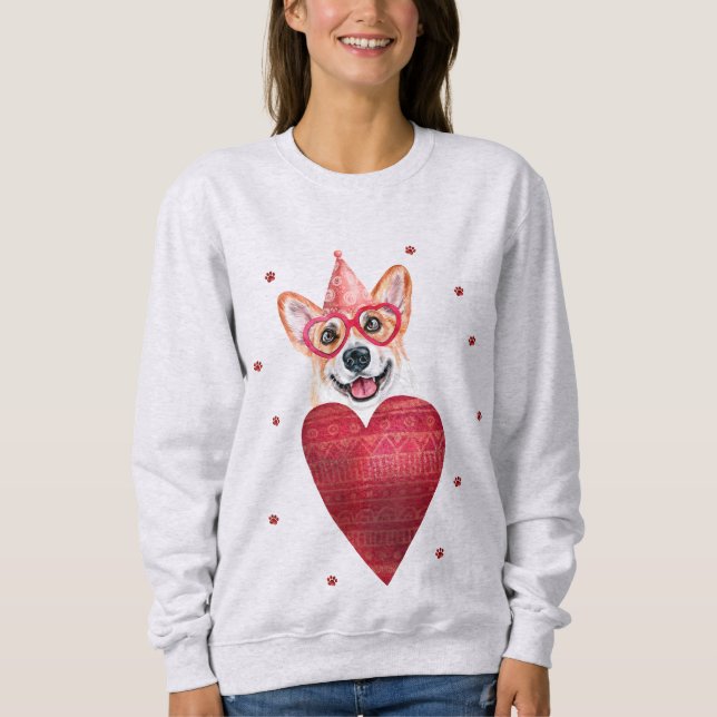 Alla hjärtans dag present Corgi hund T Shirt (Framsida)