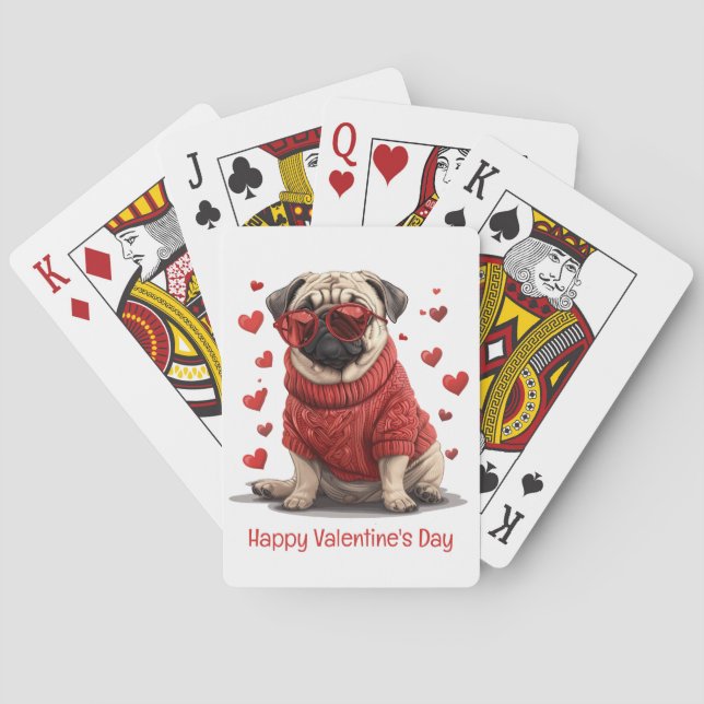 Alla hjärtans dag Pug Hund Casinokort (Baksidan)