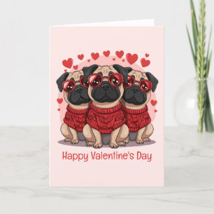 Alla hjärtans dag Pug Hundar Helgkort