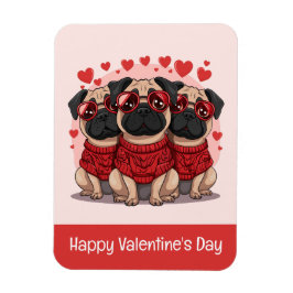 Alla hjärtans dag Pug Hundar Magnet