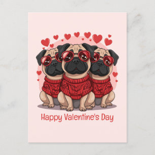 Alla hjärtans dag Pug Hundar Vykort