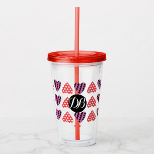 Alla hjärtans dag punktskrift hjärtan monogram take away mugg