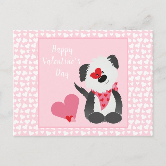 Alla hjärtans dag Puppy Hearts Rosa Helg Vykort (Framsida)