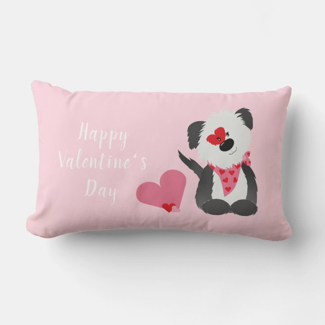 Alla hjärtans dag Puppy Hearts Rosa Lumbarkudde (Framsida)