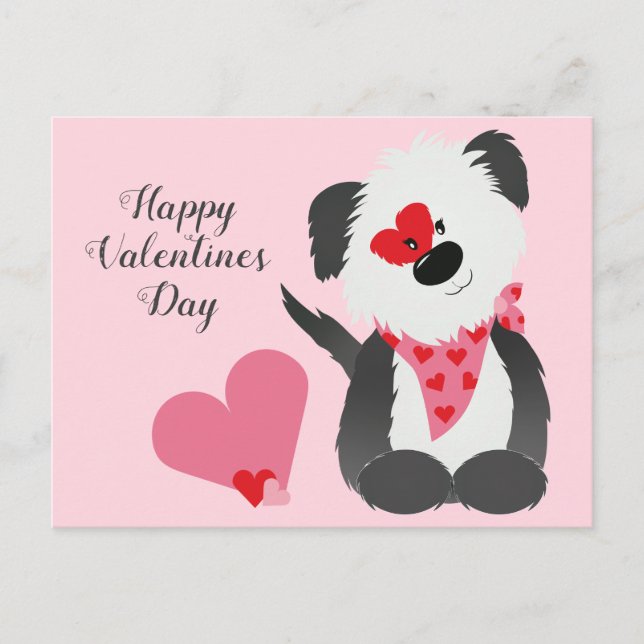 Alla hjärtans dag Puppy Hearts Rosa Vykort (Framsida)