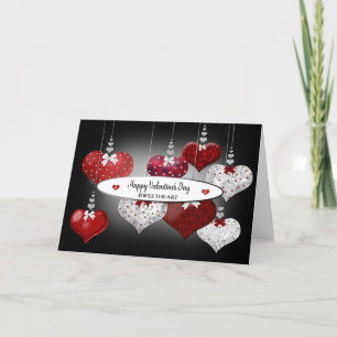 Alla hjärtans dag, raring, Hanging Ornate Hearts Helgkort