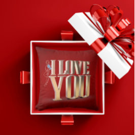 Alla hjärtans dag Red 3D I Kärlek You Dekorativ ku Kudde