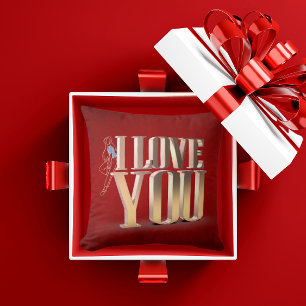 Alla hjärtans dag Red 3D I Kärlek You Dekorativ ku Kudde