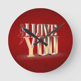 Alla hjärtans dag Red 3D I Kärlek You Rund Klocka