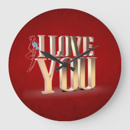 Alla hjärtans dag Red 3D I Kärlek You Stor Klocka