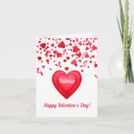 Alla hjärtans dag Red Confetti Hearts Folded Anteckningskort