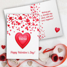 Alla hjärtans dag Red Confetti Hearts Hälsning