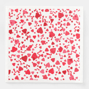 Alla hjärtans dag Red Confetti Hearts Mönster Pappersservett