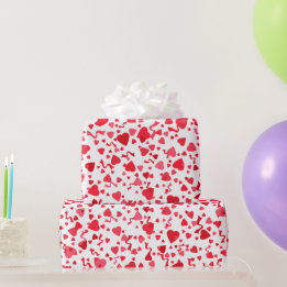 Alla hjärtans dag Red Confetti Hearts Mönster Presentpapper