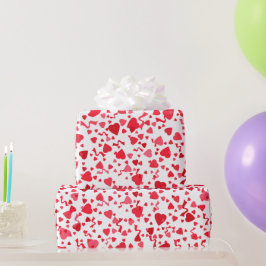 Alla hjärtans dag Red Confetti Hearts Mönster Presentpapper