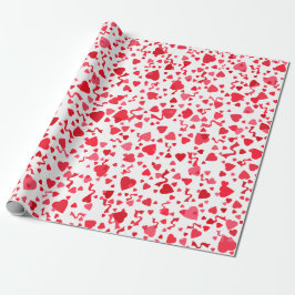 Alla hjärtans dag Red Confetti Hearts Mönster Presentpapper