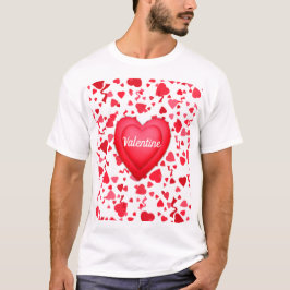 Alla hjärtans dag Red Confetti Hearts Mönster T Shirt