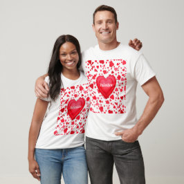 Alla hjärtans dag Red Confetti Hearts Mönster T Shirt