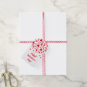 Alla hjärtans dag Red Confetti Hearts Personlig Presentetikett