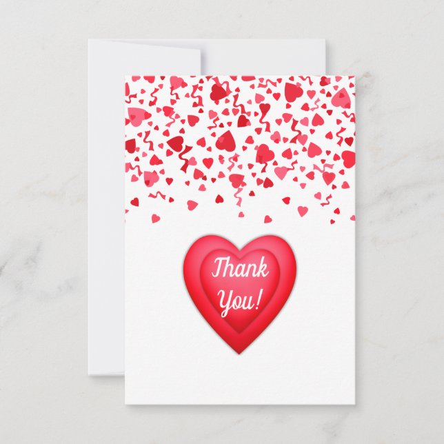 Alla hjärtans dag Red Confetti Hearts Personlig Tack Kort (Framsida)