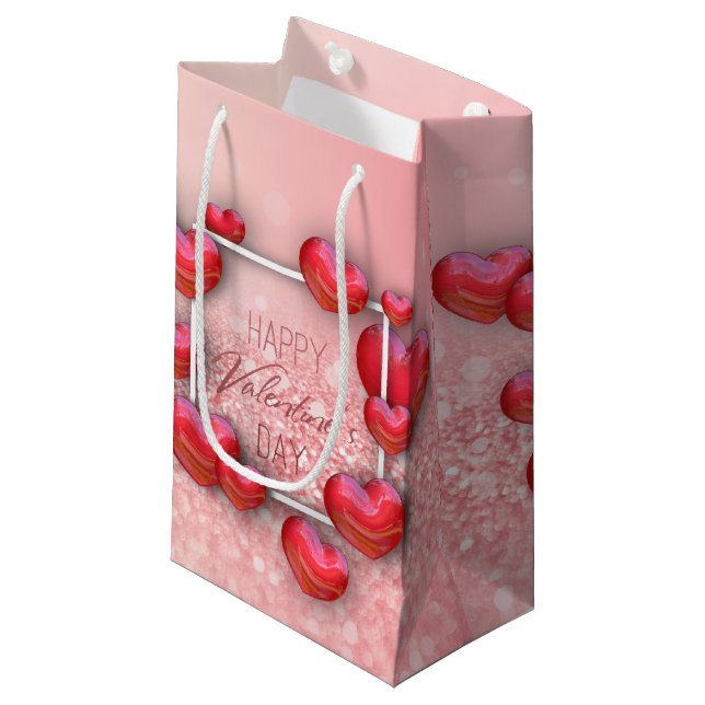 Alla hjärtans dag Red Heart Glitter Small Gift Box (Framsidan Vinklad)
