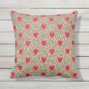 Alla hjärtans dag Red Heart Mönster Glittery Gol Kudde