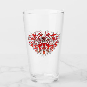 Alla hjärtans dag Red Heart Tribal Tattoo Glaskopp