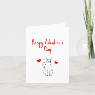 Alla hjärtans dag Red Hearts Cute Cat Helgkort