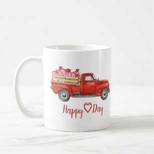 alla hjärtans dag Red Lastbil Hearts Kaffemugg