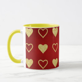 Alla hjärtans dag Red Luxury Golden Hearts Mugg
