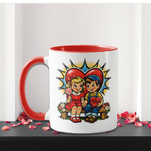 Alla hjärtans dag   Retro Pop Art  Personlig Mugg