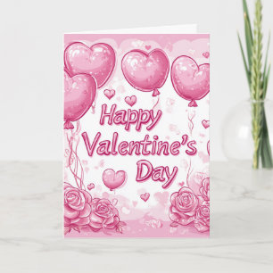 Alla hjärtans dag Ro och Hearts rosa Kort