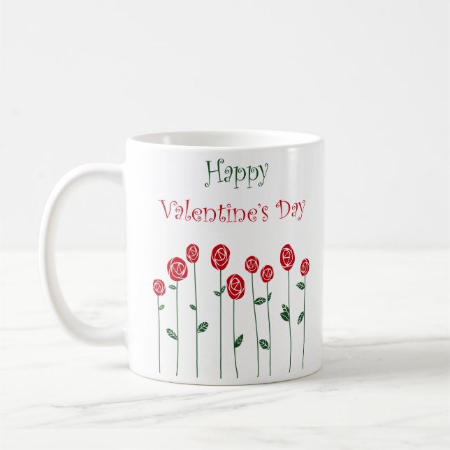 Alla hjärtans dag Ro Ostrich Kärlek Romantik Flowe Kaffemugg (Vänster)