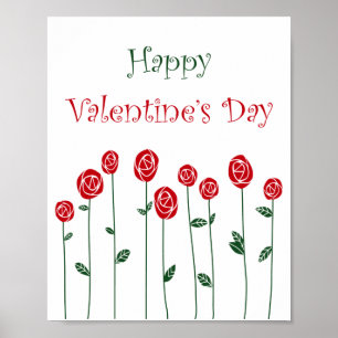 Alla hjärtans dag Ro Ostrich Kärlek Romantik Flowe Poster