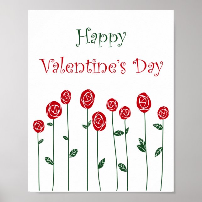 Alla hjärtans dag Ro Ostrich Kärlek Romantik Flowe Poster (Framsidan)