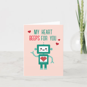 Alla hjärtans dag Robot Heart Beeps för ditt kort