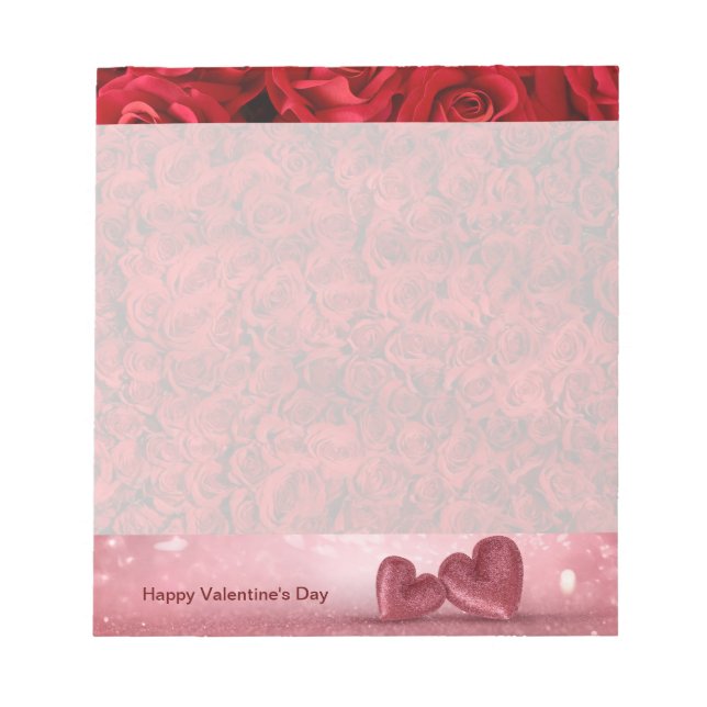 Alla hjärtans dag Röd ros och Röda hjärtan Anteckningsblock (Framsida)