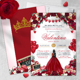 Alla hjärtans dag Röd ros Sweet 15 Quinceañera Inbjudningar