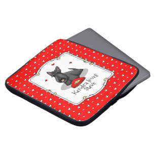 Alla hjärtans dag (röd) Scottie Hund (svart) Cute Laptop Fodral