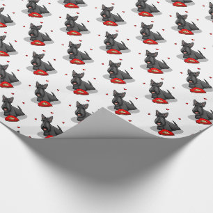 Alla hjärtans dag (röd) Scottie Hund (svart) Cute Presentpapper