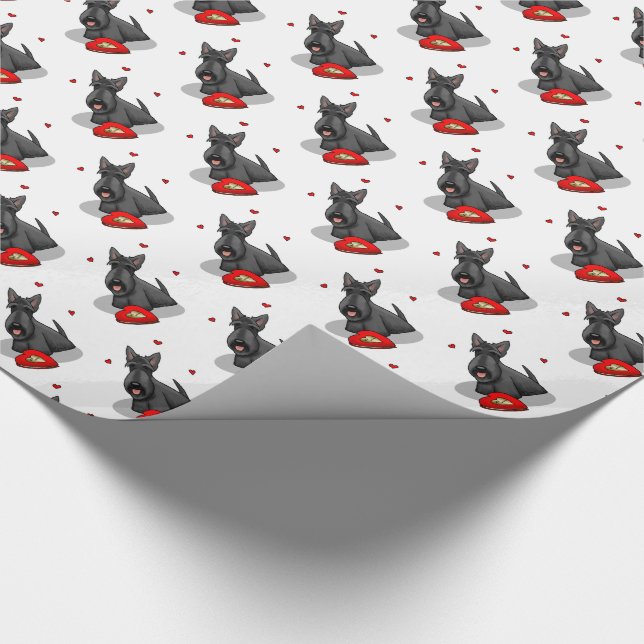 Alla hjärtans dag (röd) Scottie Hund (svart) Cute Presentpapper (Hörn)