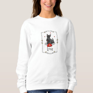 Alla hjärtans dag (röd) Scottie Hund (svart) Cute T Shirt