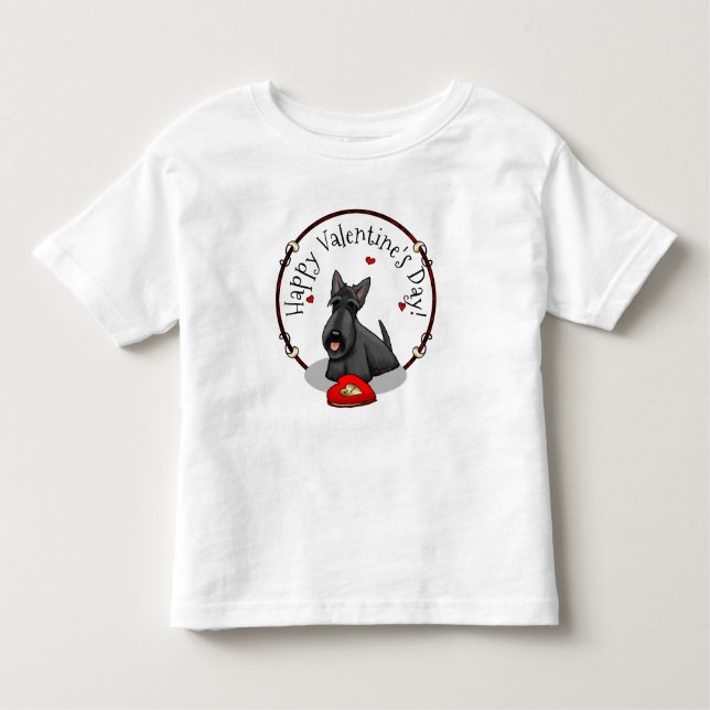 Alla hjärtans dag (röd) Scottie Hund (svart) Cute T Shirt (Framsida)