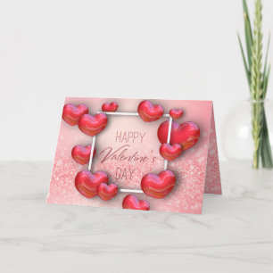 Alla hjärtans dag Röda Hearts Glitter-hälsningskor Helgkort