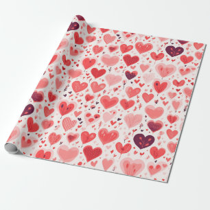Alla hjärtans dag Röda och Rosa Hearts Presentpapper