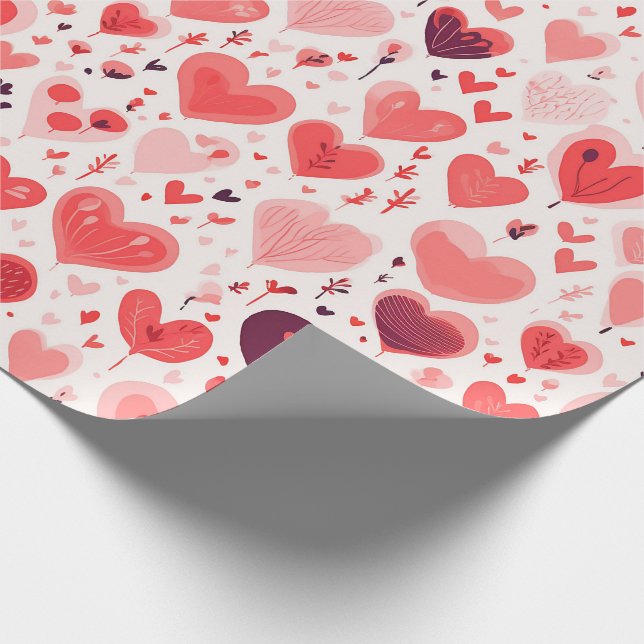 Alla hjärtans dag Röda och Rosa Hearts Presentpapper (Hörn)