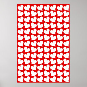 ALLA HJÄRTANS DAG RÖDA OCH VITA HJÄRTAN VALENTINE POSTER