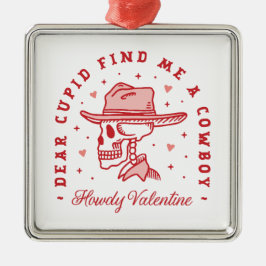 Alla hjärtans dag, rolig cowboyröd land, estetisk  julgransprydnad metall